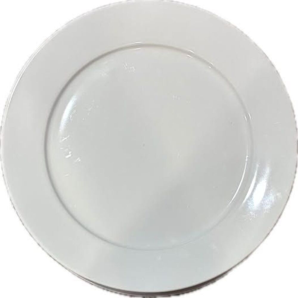 Food Network Wide Rim Porcelain Dinner Plate-  10.5 inch - White